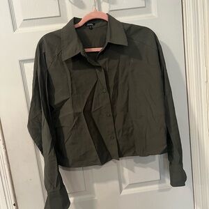 Express Boyfriend Portofino Shirt in Olive